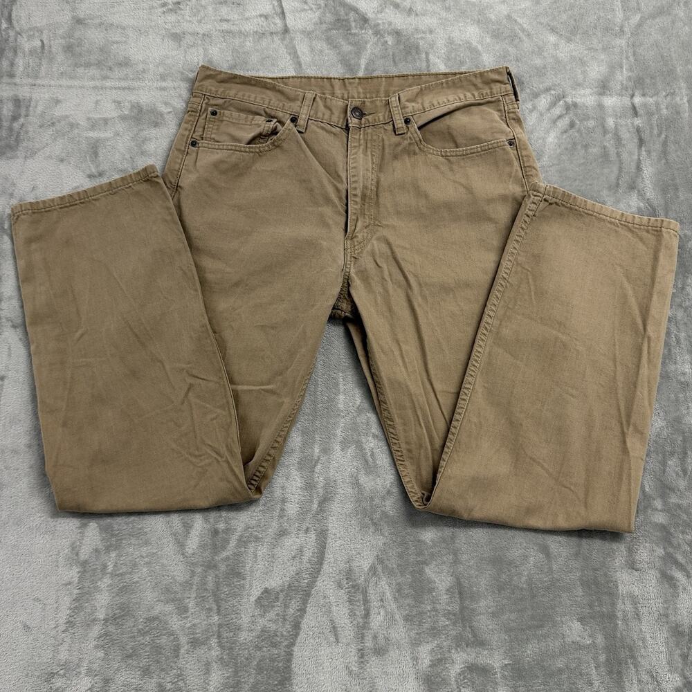 Levis 505 Regular Straight Fit Jeans Mens 36x32 (Fits 34x28) Khaki Brown Denim